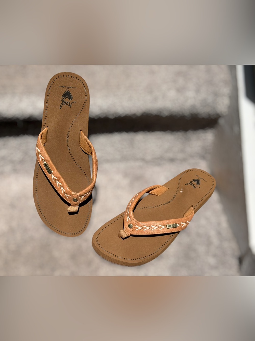NEW Reef Beachbreak Tan Cushion Flip Flops Comfort Beach Thong Sandals Vacation